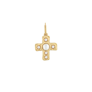 Pave Pearl Cross Charm
