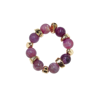 Marble Ball and Metal Nugget Bracelet
