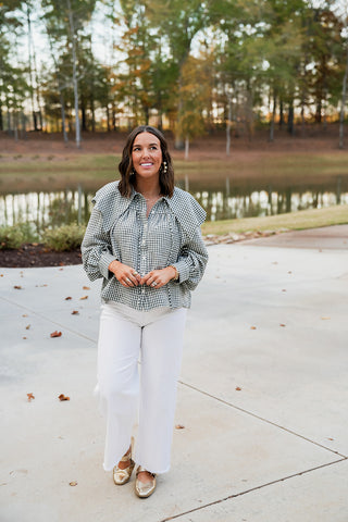 Karlie Gingham Peter Pan Collar Top