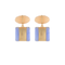 Square w/Metal Bar Stone Earrings