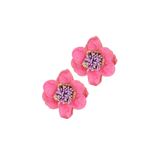 Color Coated Flower Earrings