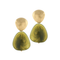 Brushed Gold & Color Bead Drop Earrings