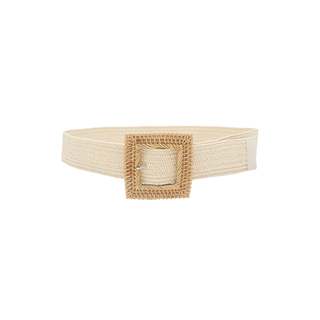 Square Rattan Buckle Straw Belt