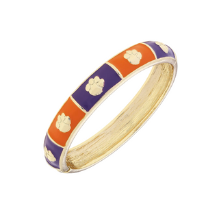 Clemson Tigers Sculpted Enamel Checkered Hinge Bangle