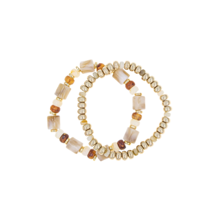 2 Row Tube and Metal Bracelet