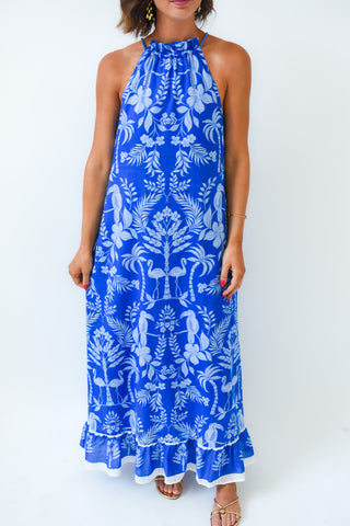 Kimana Floral Halter Neck Maxi Dress