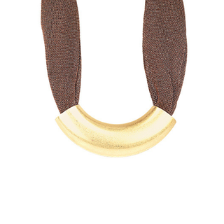 Curved Metal Tube and Mesh Necklace