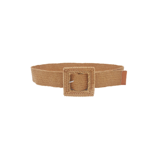 Square Rattan Buckle Straw Belt