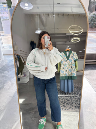 A Pop Of Piping Crewneck Sweatshirt