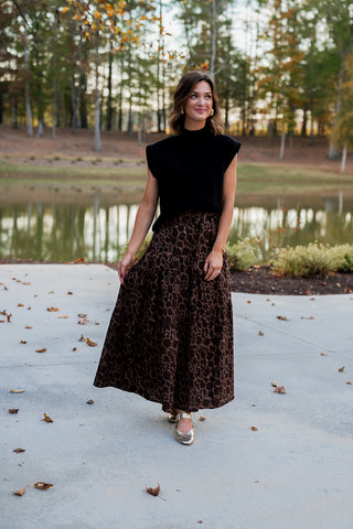 Karlie Leopard Tie Maxi Skirt