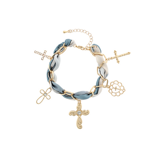 Multi Cross Charm Scarf Chain Bracelet