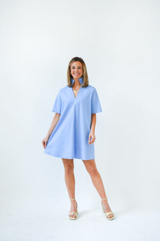 Sky's The Limit Ruffle Collar Dress