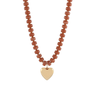 Puffy Heart Marble Rondelle Bead Necklace