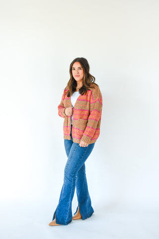 Stripe And Beautiful Sweater Cardigan