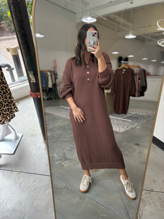Cocoa Cozy Knitted Midi Dress