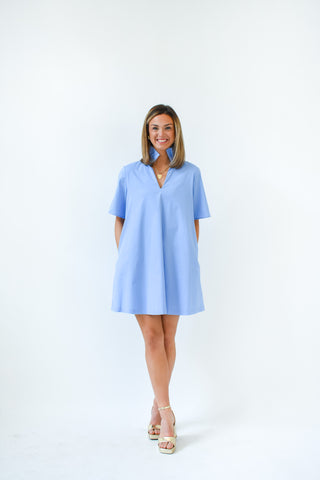Sky's The Limit Ruffle Collar Dress