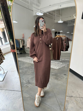 Cocoa Cozy Knitted Midi Dress