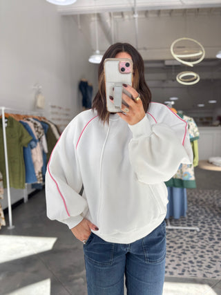 A Pop Of Piping Crewneck Sweatshirt