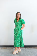 Load image into Gallery viewer, Going Green Puff Sleeve Midi Dress
