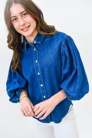 Delectable Denim Button Up Top