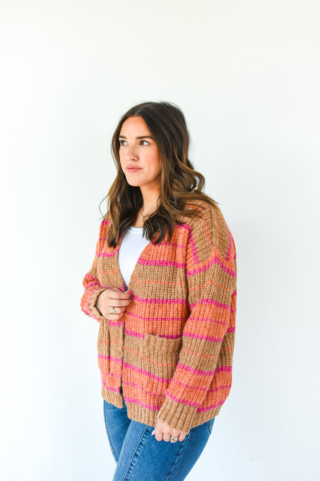 Stripe And Beautiful Sweater Cardigan