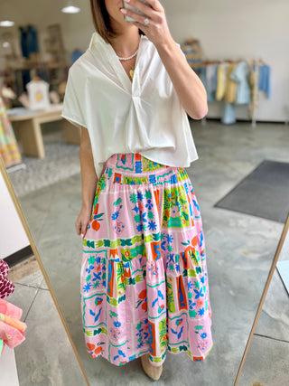 Karlie Artist Floral Tiered Maxi Skirt