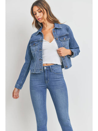 Just Black Vintage Dark Distressed Denim Jacket