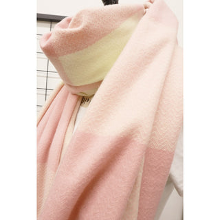 Two Tone Plaid Cashmere Scarf with Tassel