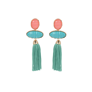 Resin Link & Tassel Earrings