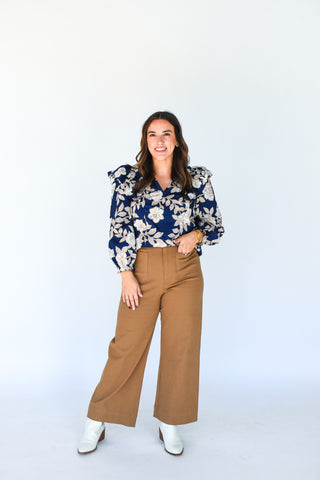 Lilo Night Tropics Ruffle Neck Top