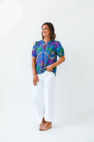 Neli Split Neck Tropical Top