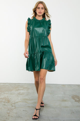 Live In Leather Tiered Dress