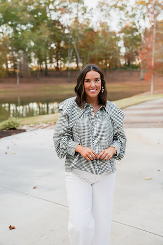 Karlie Gingham Peter Pan Collar Top