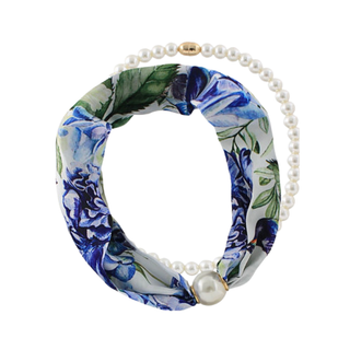 Floral Layered Pearl Scarf Necklace