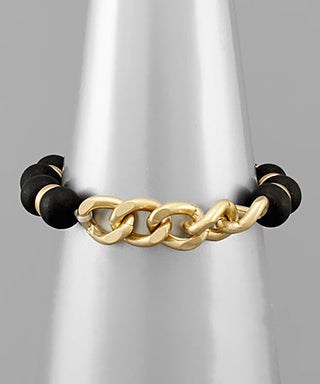 Wood Ball And Chain Bracelet