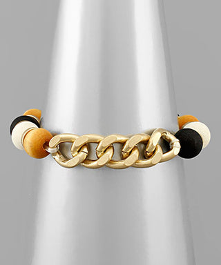 Wood Ball And Chain Bracelet