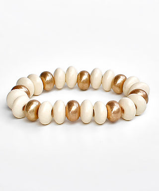Wood And Metal Beads Bracelet