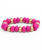 Wood And Metal Beads Bracelet