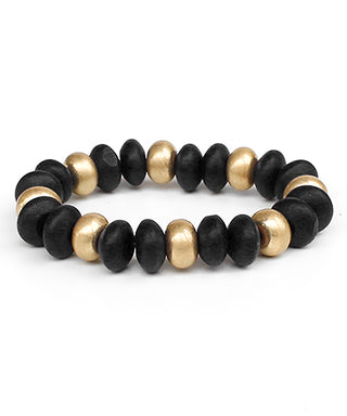 Wood And Metal Beads Bracelet