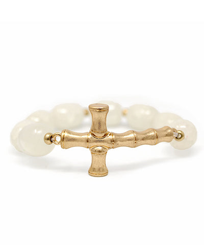 Bamboo Cross And Crack Stone Bracelet – Maren + Main Boutique