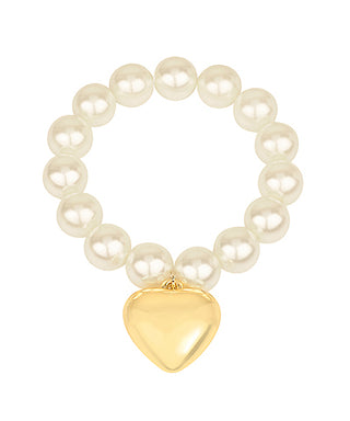 Puffy Heart Pearl Bracelet
