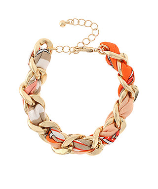 Scarf & Chain Oval Twisted Bracelet