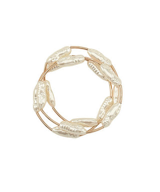 3 Row Baroque Pearl and Curved Bar Bracelet