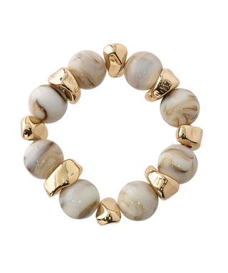 Marble Ball and Metal Nugget Bracelet