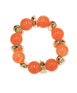 Marble Ball and Metal Nugget Bracelet