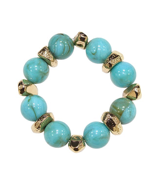 Marble Ball and Metal Nugget Bracelet