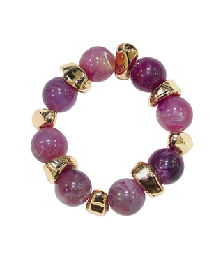 Marble Ball and Metal Nugget Bracelet