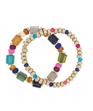 2 Row Tube and Metal Bracelet