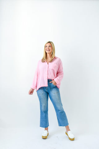 Button Up Buttercup Gauze Top