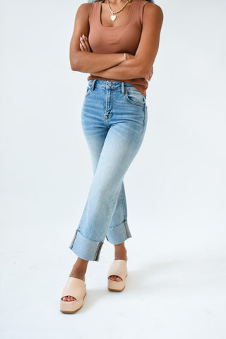 Hidden Ella High Rise Wide Straight Jean with Cuff
